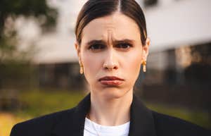angry boss standing outside