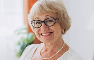 older woman with common sense smiling