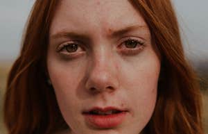 Womans heart is shattered.