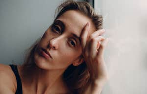 sad beautiful woman thinking about her childhood