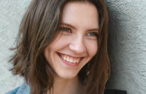 Woman is much happier.