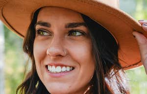 Woman has beautiful facial features.