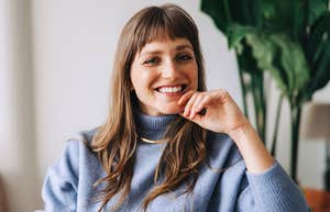 confident woman with high self-worth smiling