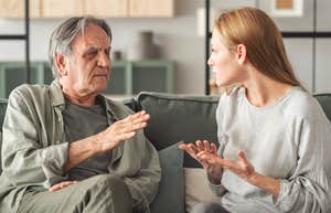 daughter arguing with disrespectful older father