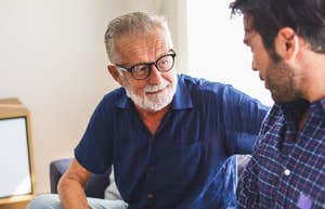boomer dad talking to adult son
