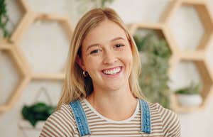 smiling woman looking at camera