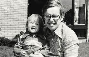 Vintage 1970s photo of a father and child together, capturing the unique childhood experiences of kids raised in the sixties and seventies
