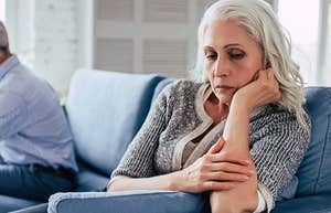 boomer grandparents who don't speak to grandkids pouting on the couch 