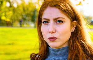 woman who seems mean and awful staring seriously