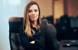 Entitled woman looking arrogant at work 