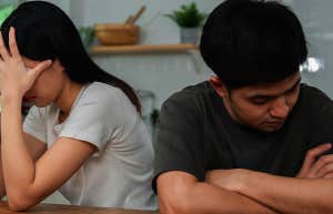 unhappy couple having argument