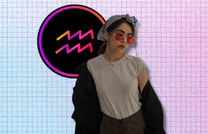 woman and aquarius zodiac symbol