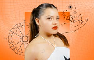 What You Need In Your Life To Feel Confident, According To Astrology woman, astrology wheel and planets