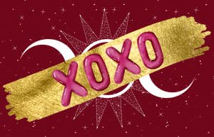 xoxo, gold and pink tones