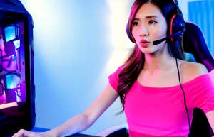 woman playing online game