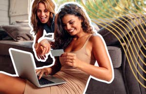 Woman online, shopping for a trip