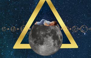baby sleeping on the moon