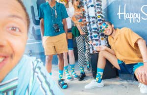 people wearing colorful socks