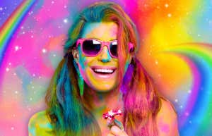 happy, colorful woman