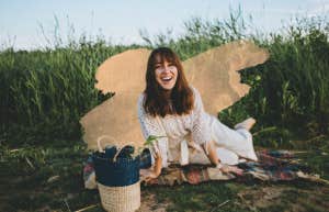 Woman enjoying a picnic
