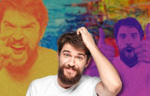 Man confused by inner voices yelling at him and cheering him on