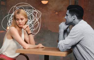 Awkward date at a cafe