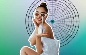 woman with birthday cupcake, profection year wheel