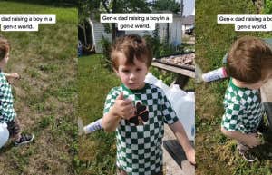 Dad makes son carry water across the yard TikTok