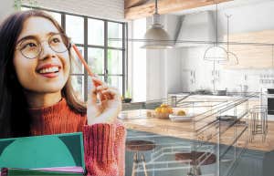 Woman planning out her design to stay focused 