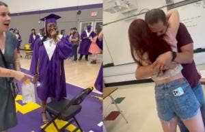 Two students are showing teachers their tattoos