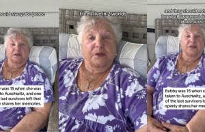 Holocaust survivor discussing why she talks about her trauma