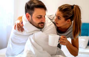 woman taking care of a man