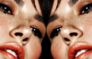 double image of a thoughtful woman