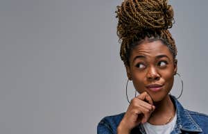 woman thinking of positive affirmations