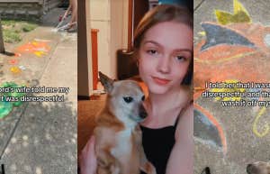 Chalk artist Kara Vaughn talking with landlord TikTok