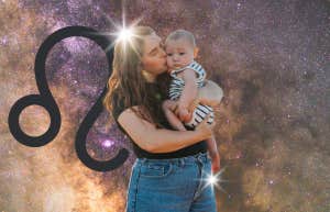 leo symbol, mom holding baby