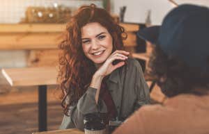 woman smiling on a date