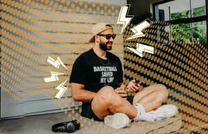 Man calmly sitting on a bench 
