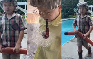 toddler dressed like grandpa 