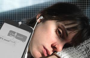 woman sad, reading break up text