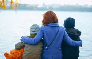 mother with two boys