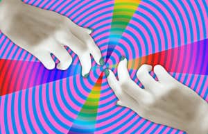 trippy image of fingers touching