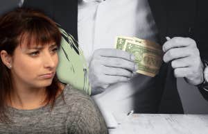 Woman looking suspiciously