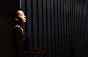 woman in dark