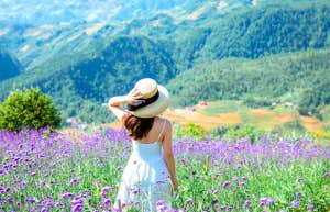 woman in a field of flowers
