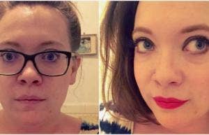 photo of author with and without makeup