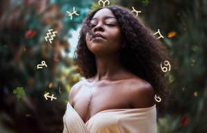 Planets In Your 10th House Reveal How You'll Be Successful woman with eyes closed and zodiac signs