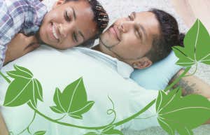 Man and woman laying down relaxing together