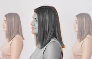 woman in black and white