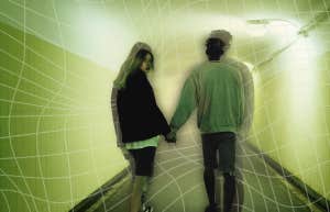 woman self sabotaging, looking back 